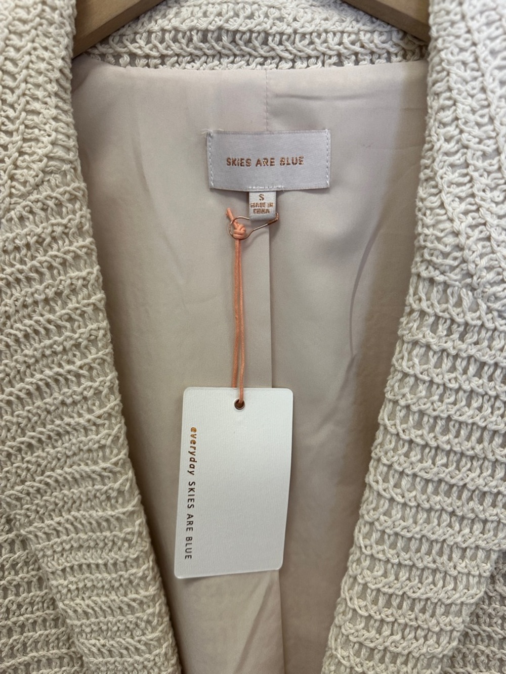 New with tags. Natural color blazer. Skies are blue. Small. - Picture 2 of 2
